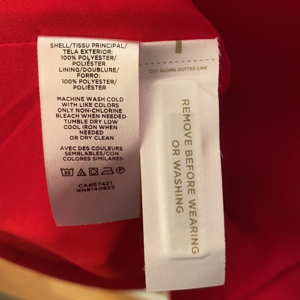 Loft Red Faux Wrap Sleeveless Lined Dress, SZ 14, NWT - Picture 5 of 6